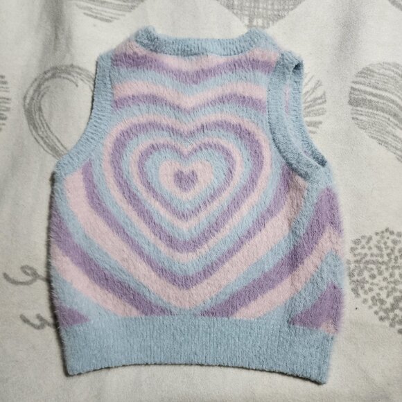 Sweet Society Pastel Heart Knit‎ Sweater Vest – Sz M - Picture 2 of 3